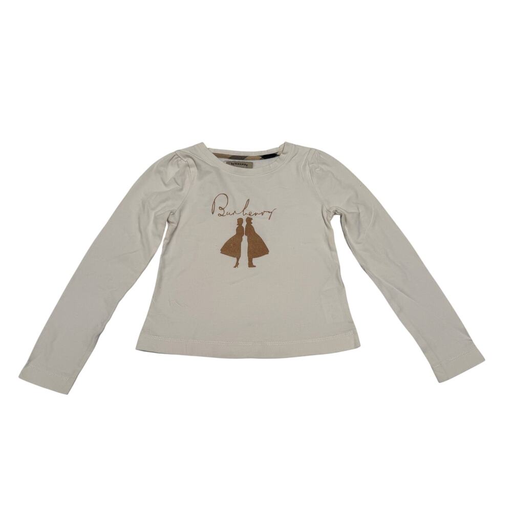 Burberry Kids People Graphic Long Sleeve T-Shirt Girls 4Y Luxury Old Money Vtg